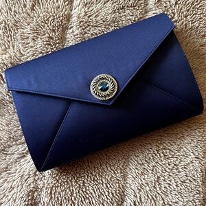 Elegant Navy Clutch with Silver Accent